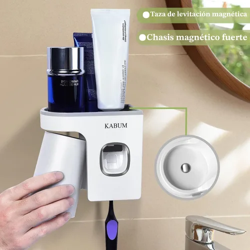 Vista 3 de KABUM Portacepillos de dientes para baños, dispensador de pasta de dientes