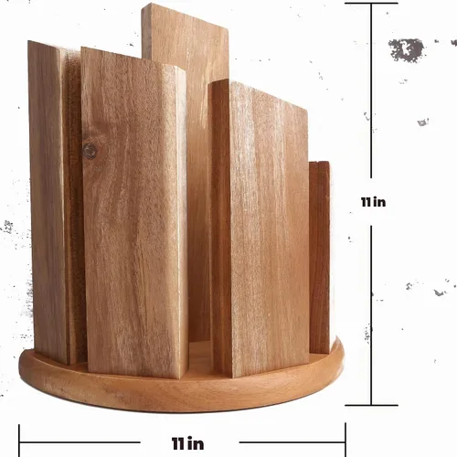 Vista 5 de Resafy Bloque magnético para cuchillos para encimera, soporte de madera de doble cara con imanes fuertes, ahorro de espacio hasta 14 cuchillos