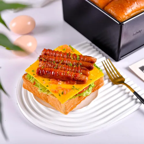 Vista 8 de Molde para pan comercial Pullman con tapa, capacidad de masa de 1 libra, caja de tostadas plana rectangular antiadherente para hornear al horno, 8.3