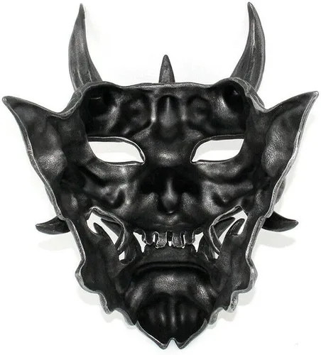 Vista 9 de AUSUKY Máscara de Prajna japonesa Hannya NOH Kabuki Devil Demon Oni Samurai Halloween Cosplay Máscaras rojo