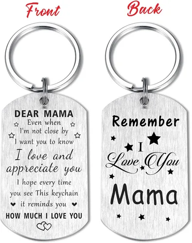 Vista 2 de Regalos para mamá mamá, llavero con texto en inglés "I Love You Mama", regalo de feliz cumpleaños para mi mamá, regalo significativo para mamá