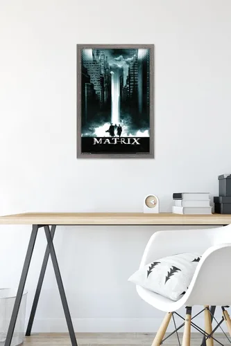Vista 6 de Trends International The Matrix - Póster de pared de arte clave, 14.725 x 22.375 pulgadas, versión enmarcada de madera de granero Versión enmarcada