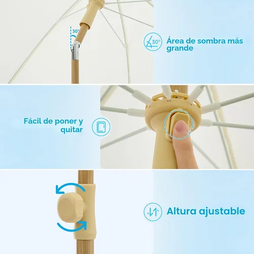 Vista 2 de Umberlla de patio bohemio de 6.5 pies con flecos, sombrilla para exteriores UPF50+ con varillas de fibra de vidrio y botón de inclinación, paraguas