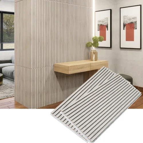 Vista 14 de Woody Walls Paneles de pared de madera acústica para decoración de paredes interiores, juego de 2 paneles de madera sin costuras para paredes, pared