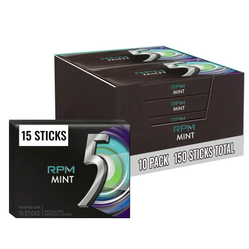 Vista 12 de 5 GUM React Mint Goma de Mascar sin Azúcar Paquete Grande (10 paquetes x 15 palitos) Sabor Intenso y de Larga Duración