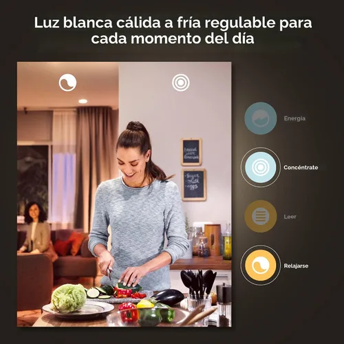 Vista 5 de Philips Hue Smart 40W B39 Bombilla LED en forma de vela - Luz de ambiente blanco y color cambiante - 1 paquete - 450LM - E12 - Control