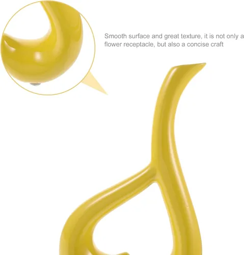 Vista 7 de VOSAREA Recipiente de cerámica en forma de corazón amarillo mostaza florero para sala de estar