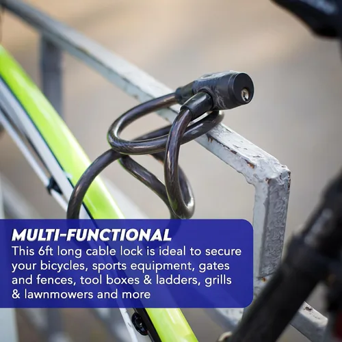 Vista 4 de Cerradura de bicicleta con llave – Cerradura de bicicleta – Cerradura para bicicletas – Cerraduras de bicicleta de PVC de 6 pies – Cerradura