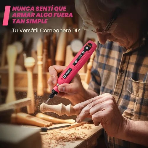 Vista 7 de HARDELL Mini herramienta giratoria inalámbrica, kit de herramientas rotativas recargables de 5 velocidades de 3.7 V con 69 accesorios, carga USB