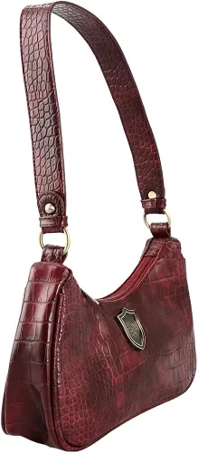Vista 3 de Bolso de mano de cocodrilo Gryffindor de Harry Potter con insignia de metal Rojo L