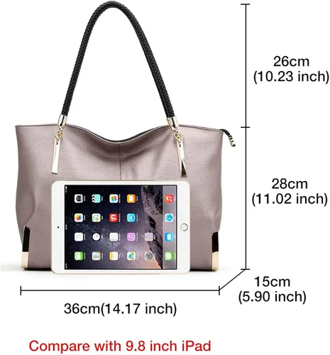 Vista 3 de FOXLOVER Bolsos de mano de gran capacidad para mujer de cuero genuino para mujer bolsos de hombro de moda