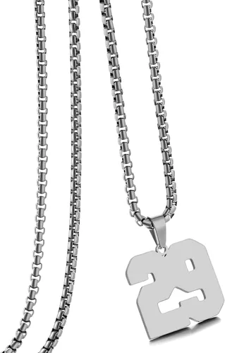 Vista 24 de Collar de Número Dorado para Hombre, Cadena de Acero Inoxidable con Colgante de Número para Atletas, Joyería Deportiva Personalizada para Niños