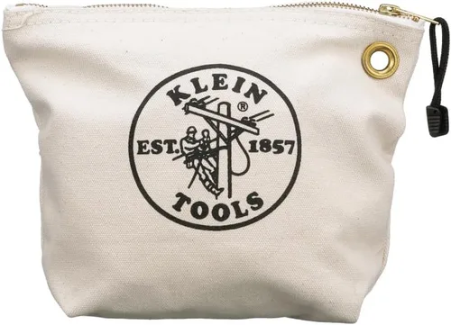 Vista 2 de Klein Tools 5539NAT Bolsa con Cremallera, Bolsa de Lona para Herramientas es una Bolsa de Consumibles de 10 Pulgadas para Almacenar Piezas, Ojal