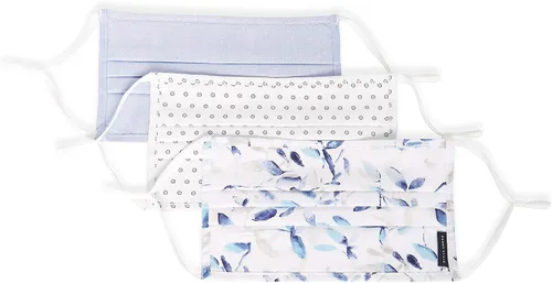 Vista 11 de Perry Ellis - Cubrebocas estándar de tela plisada, reutilizables (paquete de 3, estampados y colores surtidos)