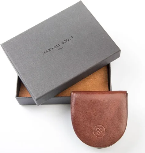 Vista 5 de Maxwell Scott Quality Leather Horseshoe Coin Wallet The Savino Handmade In Italy Chestnut Tan Brown