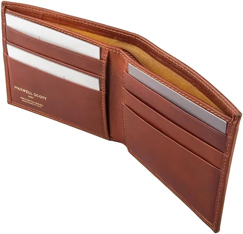 Vista 2 de Maxwell Scott - Cartera plegable de piel de lujo para hombre The Vittore Billetera clásica para recibos, Castaño Bronceado