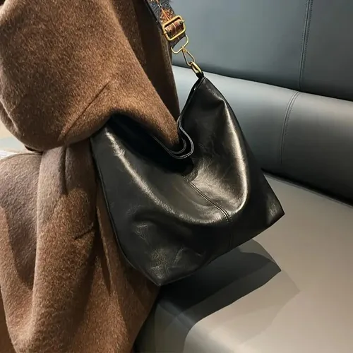 Vista 3 de Generic De gran tamaño PU Cuero Tote Mujer Bolso De Fin De Semana Bolso De Viaje Comprador, Bolso Crossbody Capacidad Bolsas De Hombro - Negro