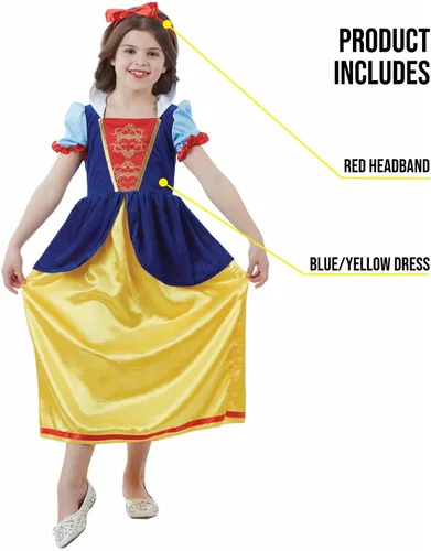 Vista 3 de fun shack Disfraz de princesa de los enanos de nieve para niñas, disfraz de cuento de hadas de Halloween para niñas