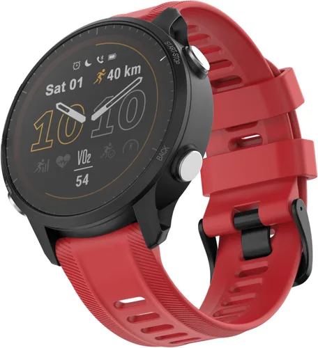 Vista 2 de ISABAKE Correa de reloj para Garmin Forerunner 955/945/745, correa de repuesto de silicona de 0.866 in para pulseras Fenix 5/6/Approach S60 Rojo