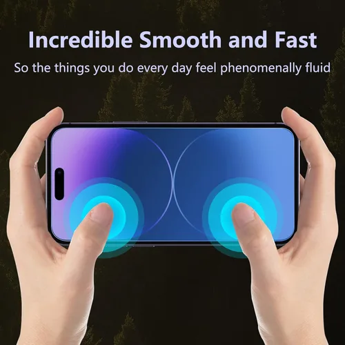 Vista 8 de Fotbor Protector de pantalla compatible con iPhone 14 Pro, protector de pantalla de privacidad de luz azul con protector de lente de cámara