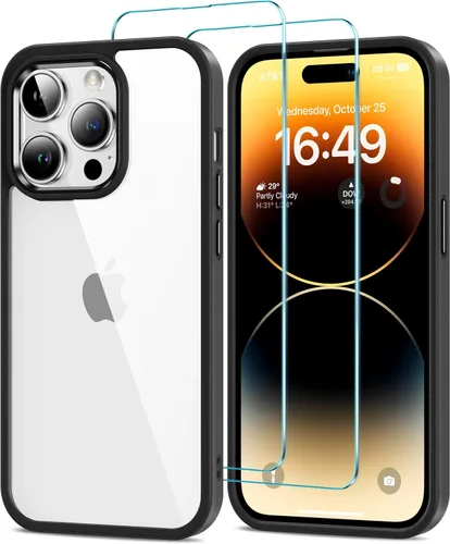 Vista 16 de HOOMIL Funda para iPhone 11 con 2 protectores de pantalla de vidrio templado, no amarillea, protección contra caídas, arañazos, transparente, parte