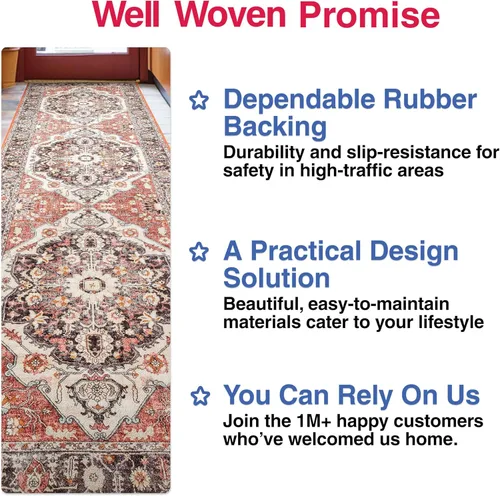 Vista 8 de Well Woven Kings Court Zazzu - Alfombra de área con parte trasera de goma antideslizante con medallón oriental de 5 x 7 pies, apta para niños