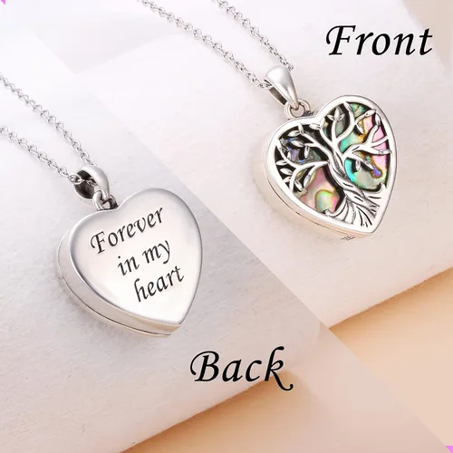 Vista 2 de Yearace - Collar de urna de fotos personalizado para cenizas, joyería de cremación para cenizas, collar conmemorativo de recuerdo de plata de ley