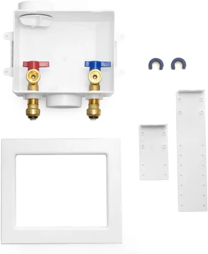 Vista 6 de EFIELD Caja de salida para lavadora con drenaje central, conexión push-fit de 1/2 pulgada, blanco, regular, (WM005)