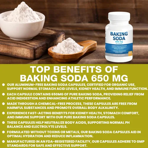 Vista 6 de Cápsulas naturales de bicarbonato de sodio – 650 mg tabletas de bicarbonato de sodio para riñón y ácido estomacal – Pastillas de bicarbonato