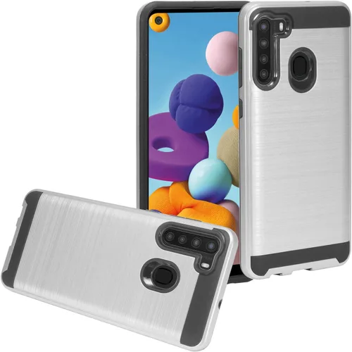 Vista 7 de Para Samsung Galaxy A21 (SM-A215) - Funda de teléfono estilo cepillado - CS3 Gris