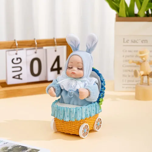 Vista 2 de LOVE FOR YOU Cochecito Bobblehead Doll Baby Music Box para niñas y niños, hermana, sobrina, hijo, hija, mamá, nieto, bautizo, decoración de ducha