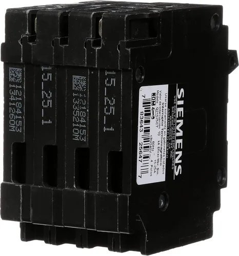 Vista 4 de Siemens Disyuntor triplex QT de doble polo de 25 amperios y (2) 15 amperios