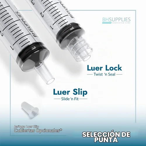 Vista 3 de BH Supplies Jeringa Luer Slip Tip de 0.1 fl oz, con tapas, (sin aguja), estéril, envuelta individualmente, 100 jeringas