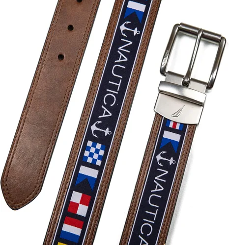 Vista 5 de Nautica Cinturón reversible para hombre con patrón de bandera