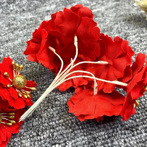 Vista 5 de Wnvivi 120 flores de Pascua de Navidad, 4.7 pulgadas, flor de pascua roja de 4.7 pulgadas, adornos de árbol de Navidad, adornos de flores de pascua