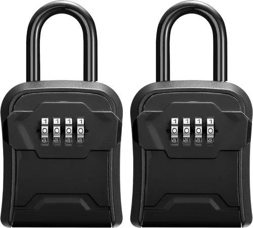 Vista 13 de Puroma Caja de Seguridad, Caja de Llaves con Cerradura de Montaje en Pared y Caja de Seguridad Portátil con Código Reiniciable, Caja de Seguridad