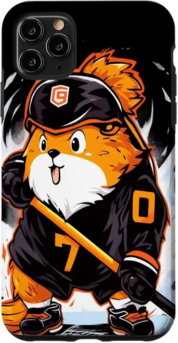 Vista 11 de iPhone 15 Guinea Pig Ice Hockey Player Hockey Stick Goalkeeper Case