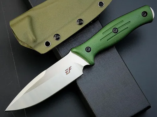 Vista 2 de Eafengrow EF140 Cuchillo de hoja fija, hoja de acero AUS-10, mango G10 de espiga completa, herramienta EDC cuchillo recto para trabajar campamento