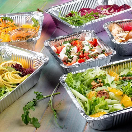 Vista 3 de 50 recipientes de aluminio para galletas de Navidad, con tapas, desechables con cubiertas de cartón con temática navideña, moldes para hornear