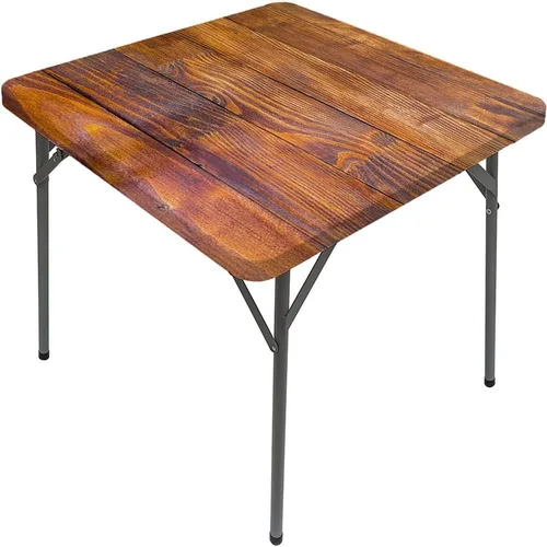 Vista 21 de Mesa cuadrada de tablones de madera, impresión de textura de tablones de madera, borde elástico, adecuada para catering y cocina, apta para mesa