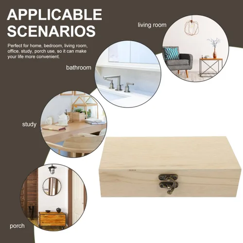 Vista 9 de EXCEART Joyero rectangular pequeño de madera, estuche de almacenamiento compacto para aretes, collares, pulseras, viajes y uso doméstico