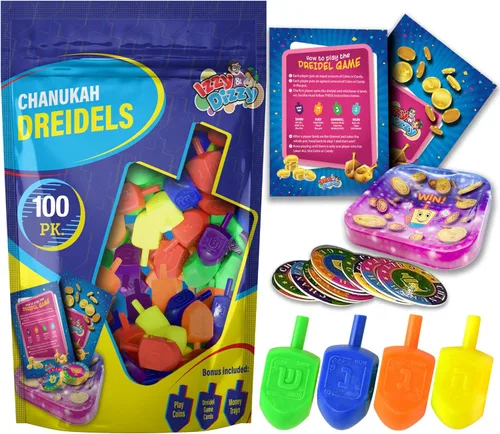 Vista 6 de Hanukkah Dreidels - Dreidel de plástico multicolor - 10 unidades medianas