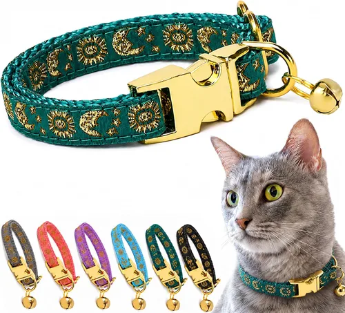 Vista 17 de waaag Pet, Moons Stars Suns - Collar para perro y gato, múltiples diseños Crescent Celestial, collar de correa para perro y gato, tamaño XXS