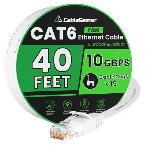 Vista 11 de Cable Ethernet Cat 6 de 10 pies, paquete de 2 unidades, para interiores y exteriores, red de Internet de 10 Gbps de alta velocidad, cable Ethernet