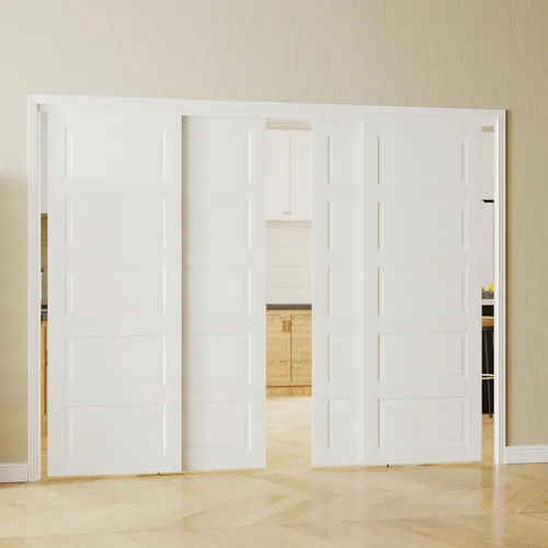 Vista 13 de 5-Panel Closet Doors, 48"(Double 25") x 80" Sliding Door for Bedrooms