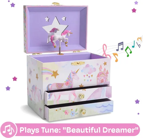 Vista 4 de JewelKeeper - Joyero musical grande con 2 cajones