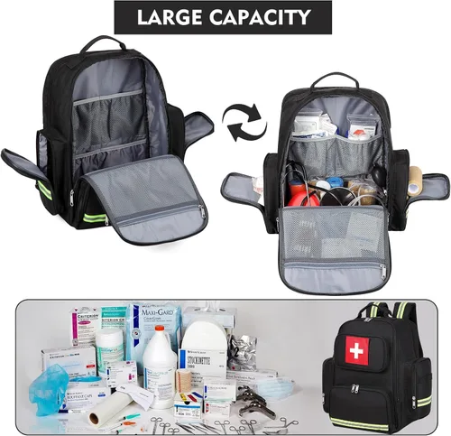 Vista 2 de Gatycallaty Mochila de primeros auxilios médica Emt bolsa de primeros auxilios vacía Ems emergencia salud en el hogar, senderismo, trauma, viajes