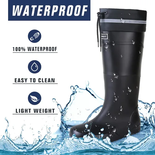 Vista 2 de YUHITYGZGS Botas de lluvia para hombre, botas de goma impermeables, botas de lluvia para hombre, botas de jardín, cómodas, ligeras, botas de lluvia