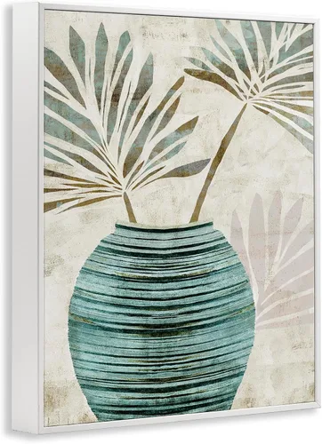 Vista 2 de Stupell Industries Florero de plantas boho enmarcado con arte giclée por Flora Kouta Enmarcado en blanco