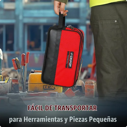 Vista 7 de Bolsa de herramientas con cremallera, 10 x 6 pulgadas, compartimentos duales, bolsa de herramientas pequeña resistente, organizador
